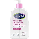 Cetaphil Nourishing Oil to Foam Facial Cleanser, Dry Skin, 8oz | Gentle Hydrating Face Wash, Dry And Sensitive Skin, 24-Hour Moisture, Oil-To-Foam Formula, Dermatologist Recommended