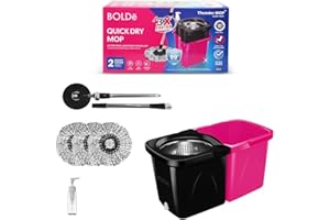 BOLDë Thunder Mop Spin System - Double-Sided - 2 Compact Stackable 6L Buckets, Microfiber Head, Stainless Steel Wringer, Anti