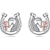 Horse Stud Earrings 925 Sterling Silver Horseshoe Horse Earrings Animal Jewelry for Women Mom