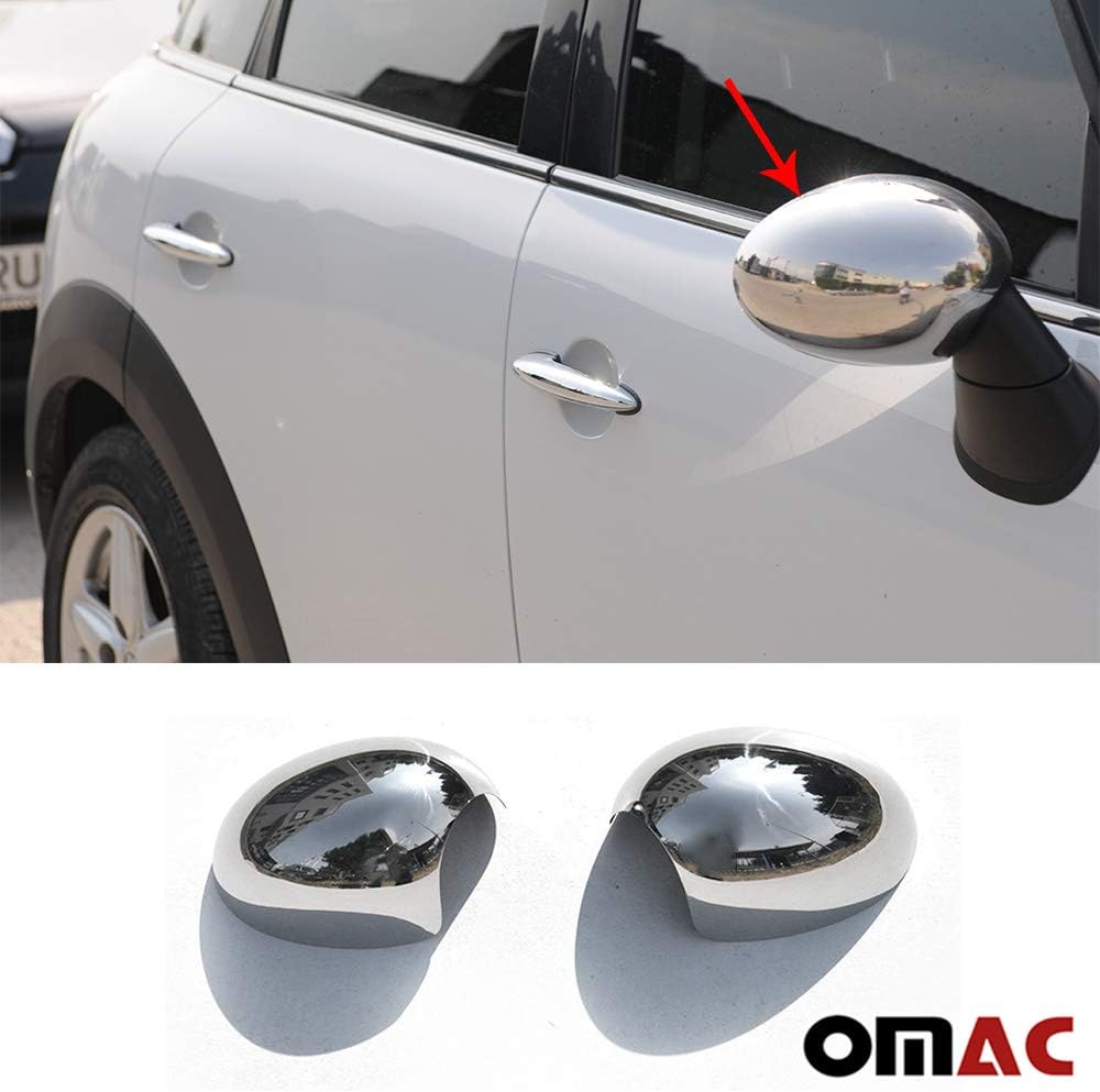 OMAC Side Mirror Cover Caps fits Mini Cooper Coupe R58 2013-2015 Stainless Steel 2x
