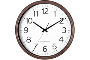 Caysie 16 Inch Sealed Large Outdoor Clock Waterproof, Silent Battery Operated Weatherproof Wall Clocks for Pool Patio Outside
