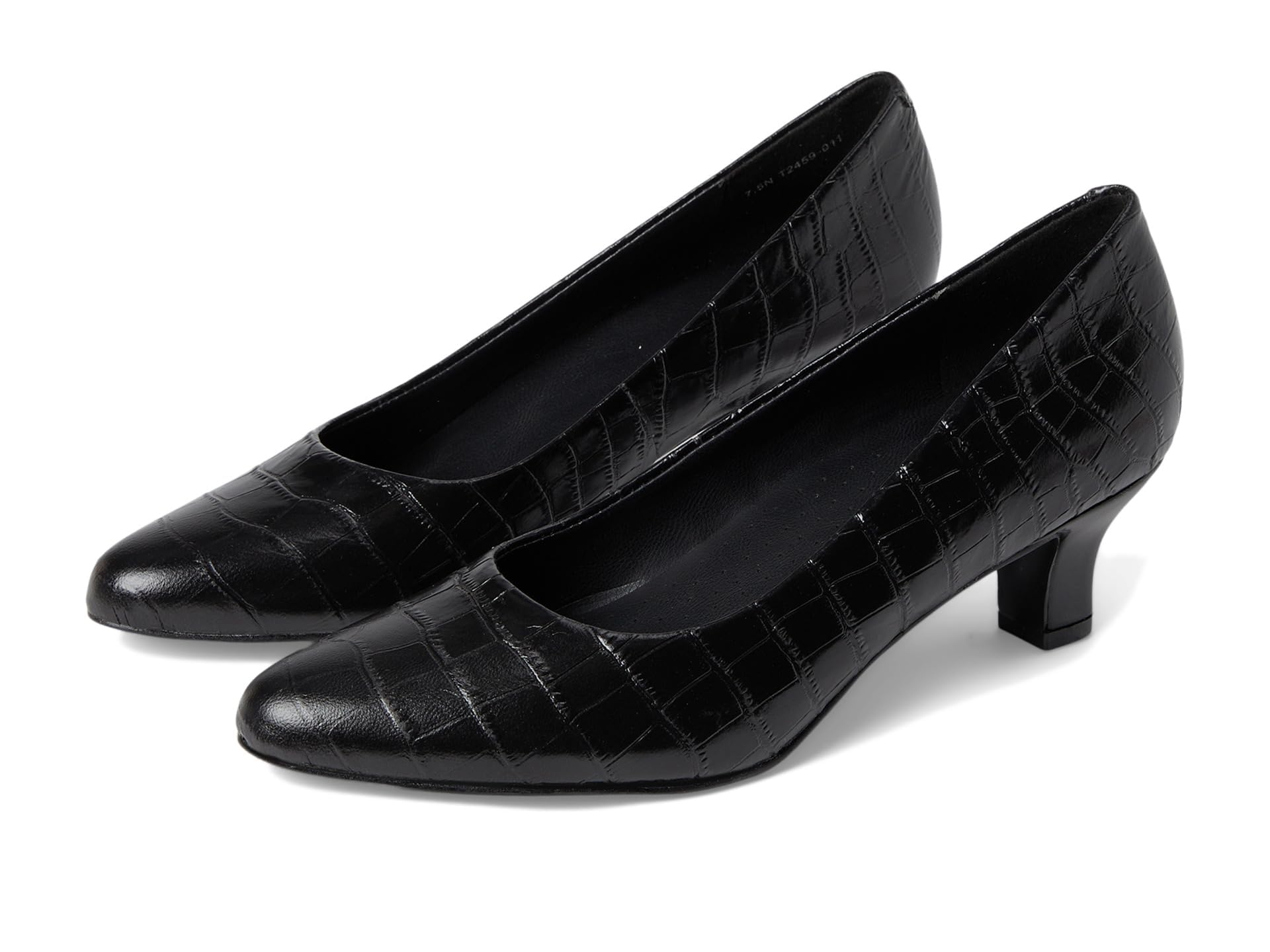 Trotters Womens Kate Black Croco 9.5 Wide