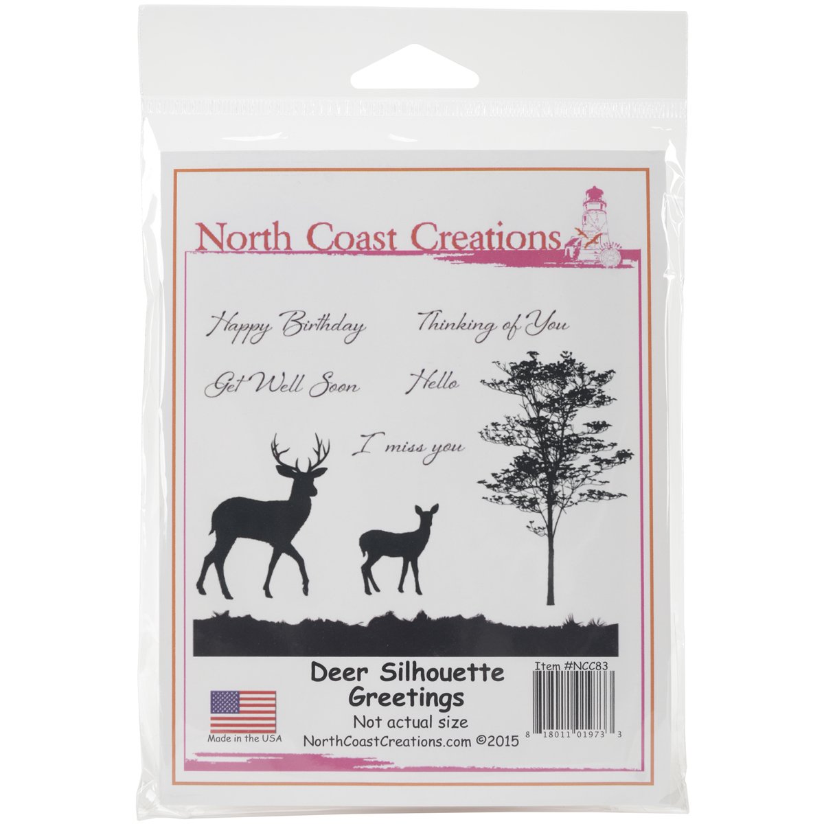 Our Daily Bread Designs Deer Silhouette Greetings North Coast Creations Cling Rubber Stamp, 5" by 6.75"