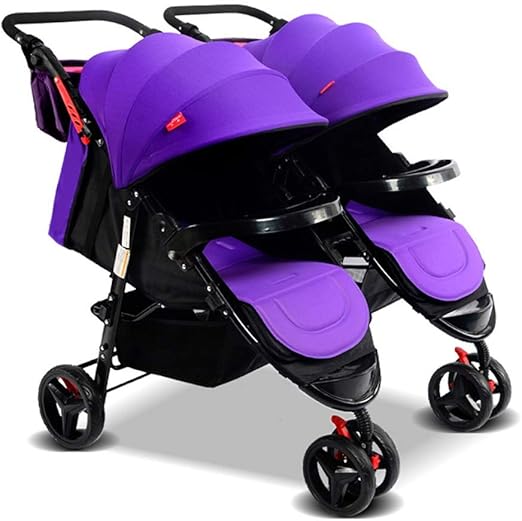 purple double stroller