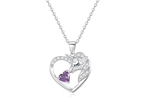 RAODA Unicorns Gifts for Girls Necklaces 18K White Gold Plated Unicorn Necklace for Teen Girls Unicorn Gifts 1CT Birthstone Necklace initial heart necklace for girls 4-6 girls' birthstone jewelry for girls 6-8