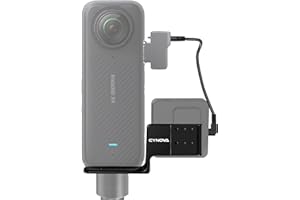 CYNOVA Cold Shoe for Insta360 X4 Accessories, Invisible Mic Bracket Compatible with insta360 X4 / X3 / One X2 for RODE Wireless GO Microphone Holder (with 3.5mm Audio Cable)