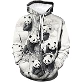 Girren Men's Panda Graphic Hoodie 3D Animal Pattern Hoodies Fashion Pocket Sweatshirt