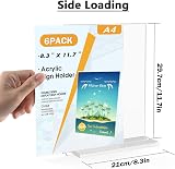Flow fire A4 Acrylic Sign Holder 6 Pack T-Shape Menu Display Stand view 3