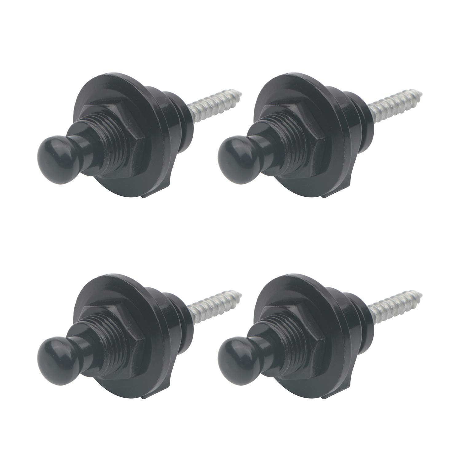 4pcs Guitar Strap Lock Round Head Black Guitar Bass Strap Locks