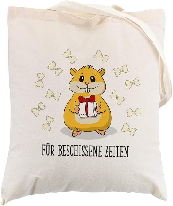 Herz &amp; Heim&reg; Hamster Einkaufsbeutel mit Klopapier und Nudeln f&uuml;r ihren Hamsterkauf, lustiges Geschenk, witzige Geschenkidee