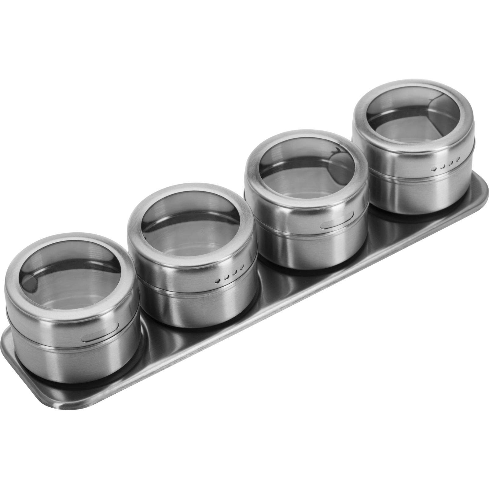 Westmark Spice Rack, 5 pieces, With 4 stainless steel jars, ø 6.5 cm, Volume approx. 75 ml each, Stainless steel, 65152260