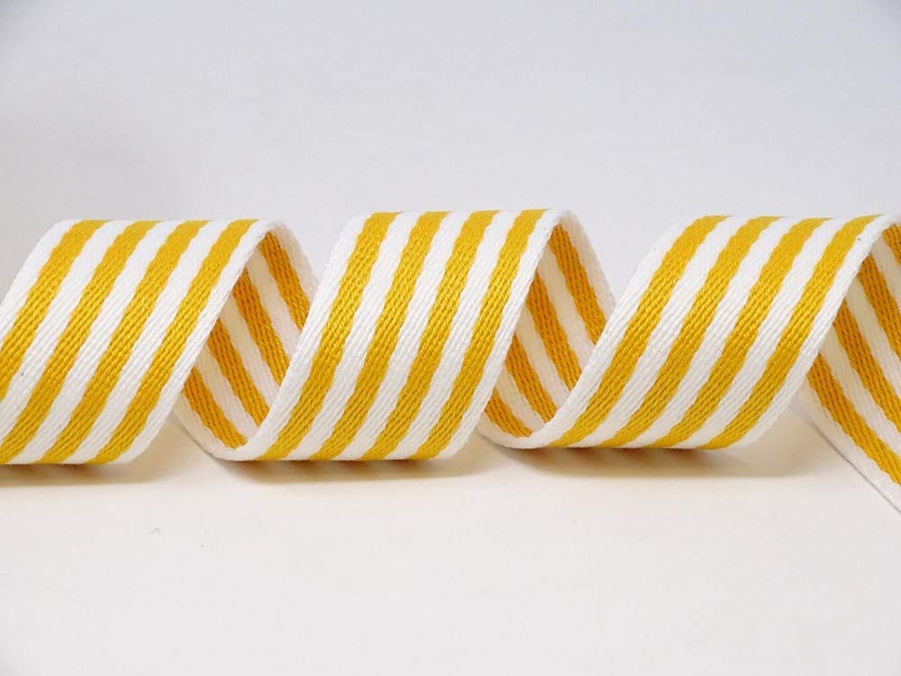 Berties Bows Cotton Blend Heavy Weight Webbing x 5 mtr, Yellow/White Striped, 5m