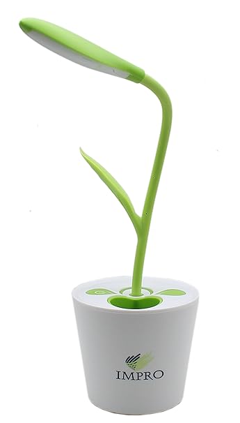 Impro Creative USB LED Desk Lamp, Sapling Pencil Container Design, 3 Brightness Levels with Touch Sensitive Switch, 360 Flexible Neck, USB Rechargeable, Eye Protection Smart LED - Usable in Office / Home