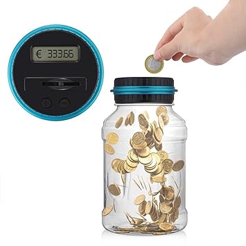 ONEVER Creative Digtal Münze Jar Automatische Münze Zähler Geld Bank Sparen Box mit LCD Dispaly, 2,5L große Kapazität für Mün