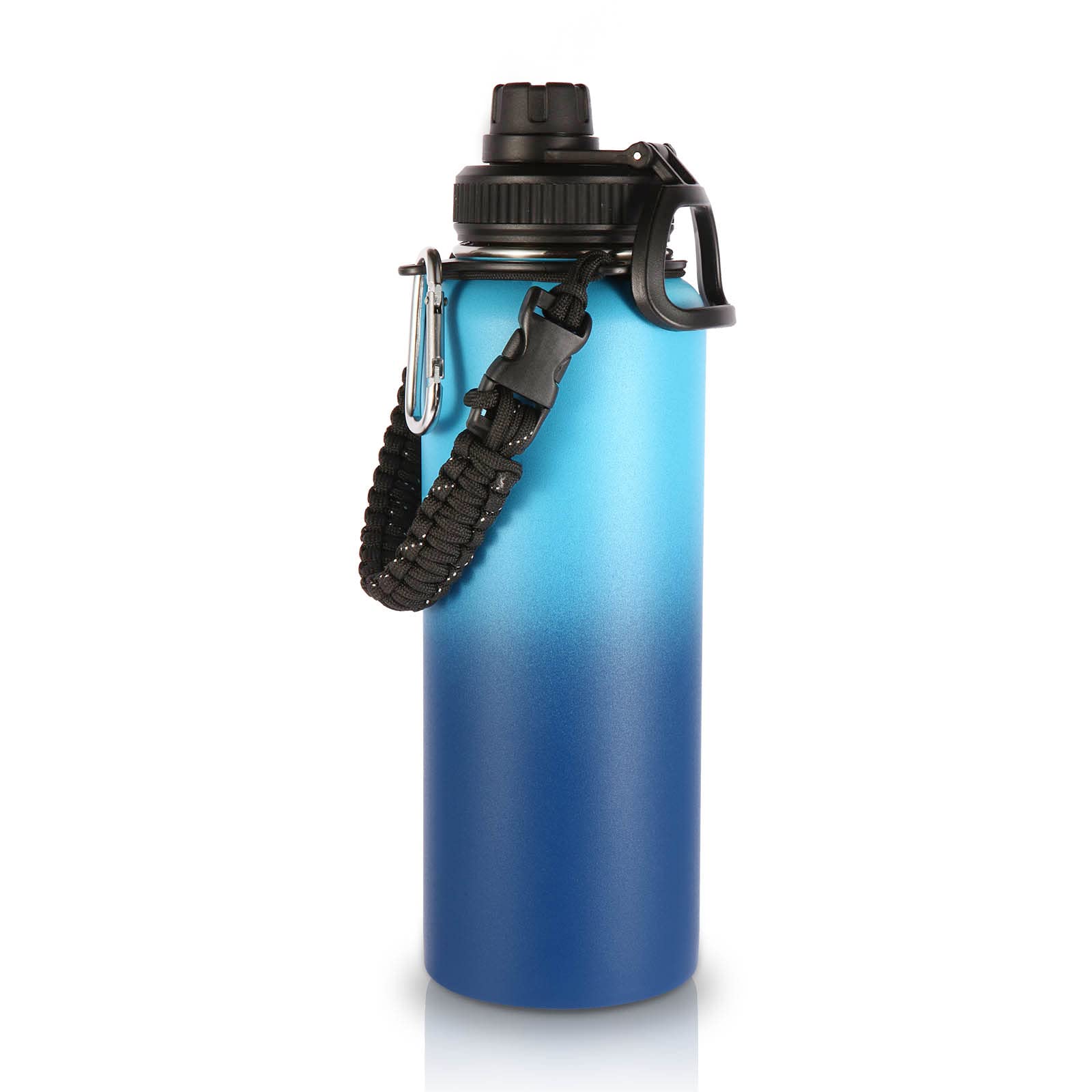 Volhoply 1200ml Insulated Water Bottles Paracord Handle, Stainless Steel Sports Bottle with Spout Lid,Vacuum Metal Travel Water Cups with Wide Mouth,Reusable Water jug for Hiking(Green Pink,1 Set)