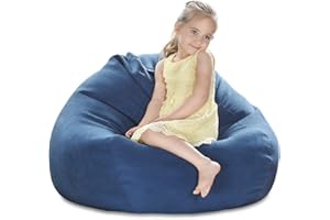 YuppieLife Stuffed Animals Bean Bag Chair Cover Candy-Colored Bean Bag（Just Cover, No Filling）/Extra Large Stuff 'n Sit Organization/Toy Storage Bag/Kids Toys Organizer（38'',Navy Blue）