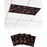 Light Covers for Ceiling Lights Classroom Halloween Spooky Jack-O-Lanterns Magnetic Light Filters 4 Pack 4x2 ft Pumpkin Orange Black Ceiling Light Cover for Classroom Office Home Drop Lamp Decor