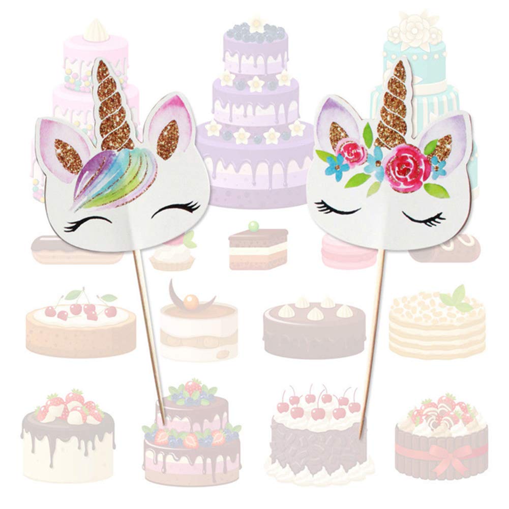 Mudacun 48pcs Arc Licorne Gateau Toppers Gateau Anniversaire Mignon Decoration Double Face Licorne Cartes Gateau Ustensiles A Patisserie Accessoires De Decoration Dwteam In