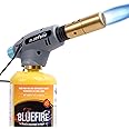 BLUEFIRE Handy Cyclone Torch Head Portable Brass Gas Torch Trigger Start Self-Ignition Nozzle Torch Fuel by MAPP MAP PRO Propane Gas Cylinder for Soldering Welding Plumbing Repair Lighting Glass DIY