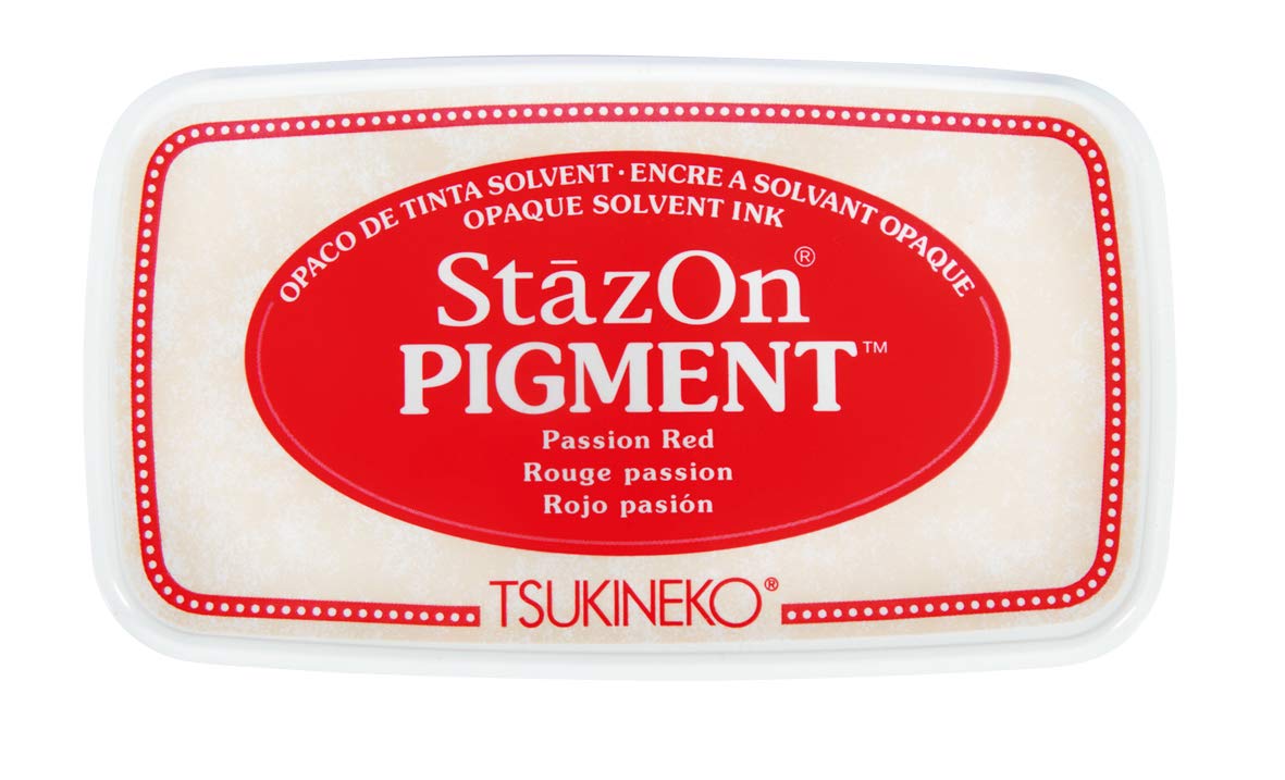 Rayher 29206287 StazOn Stamp Pad for Papercrafts, Card Making and Scrapbooking, Pigment Ink Pad, Passion Red, 9.6x5.5x2.2cm