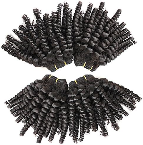 GoldRose Beauty 8"8"8"8"Grade 6A Brazilian Virgin Funmi Hair Bouncy Curls Natural Black Color Pack of 4 Bundles