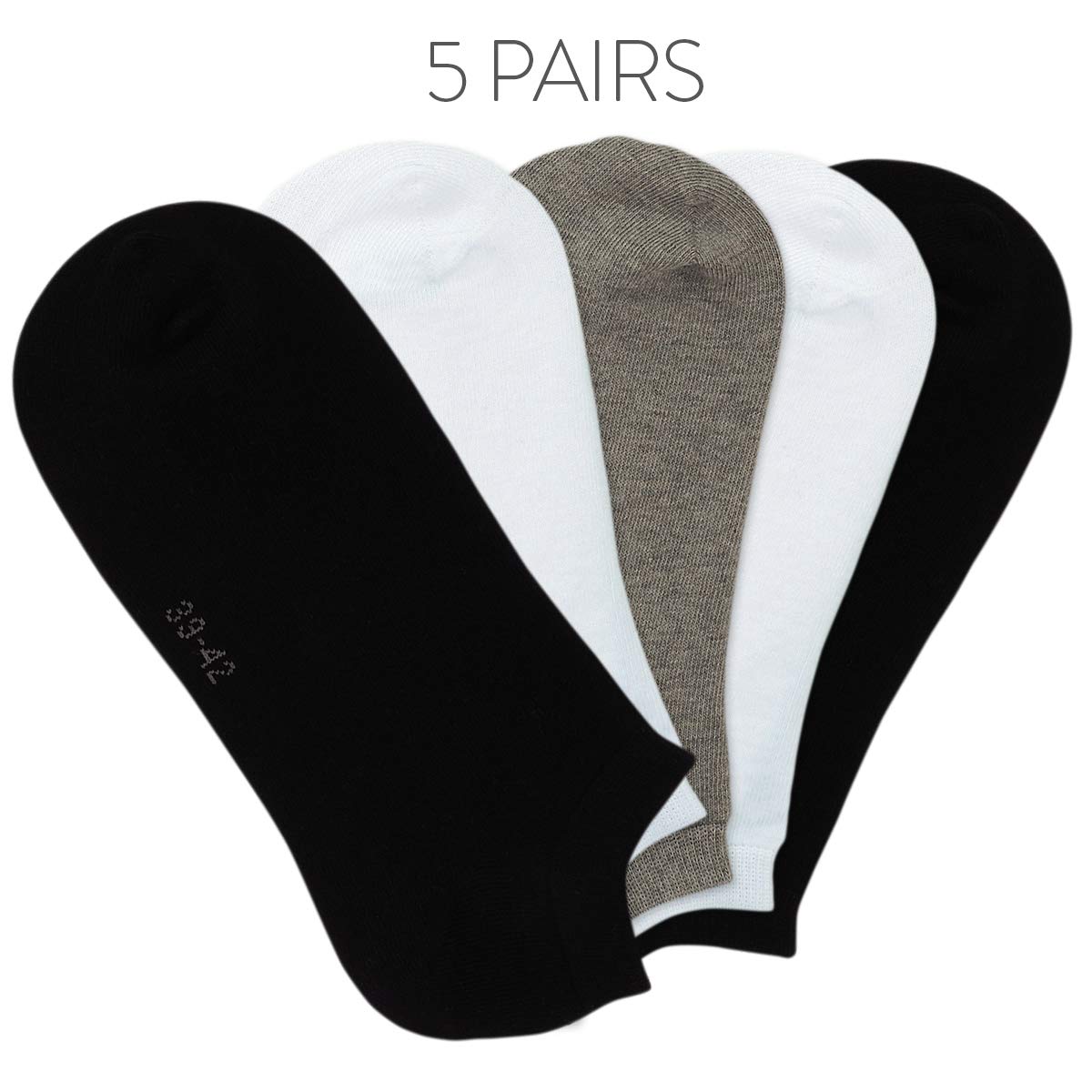 ALL ABOUT SOCKS Sneaker Socken Herren 47-50 grau (5er Pack) - Kurzsocken Baumwolle - Sneakersocken Herren - Mix (grau, weiss, schwarz) 7