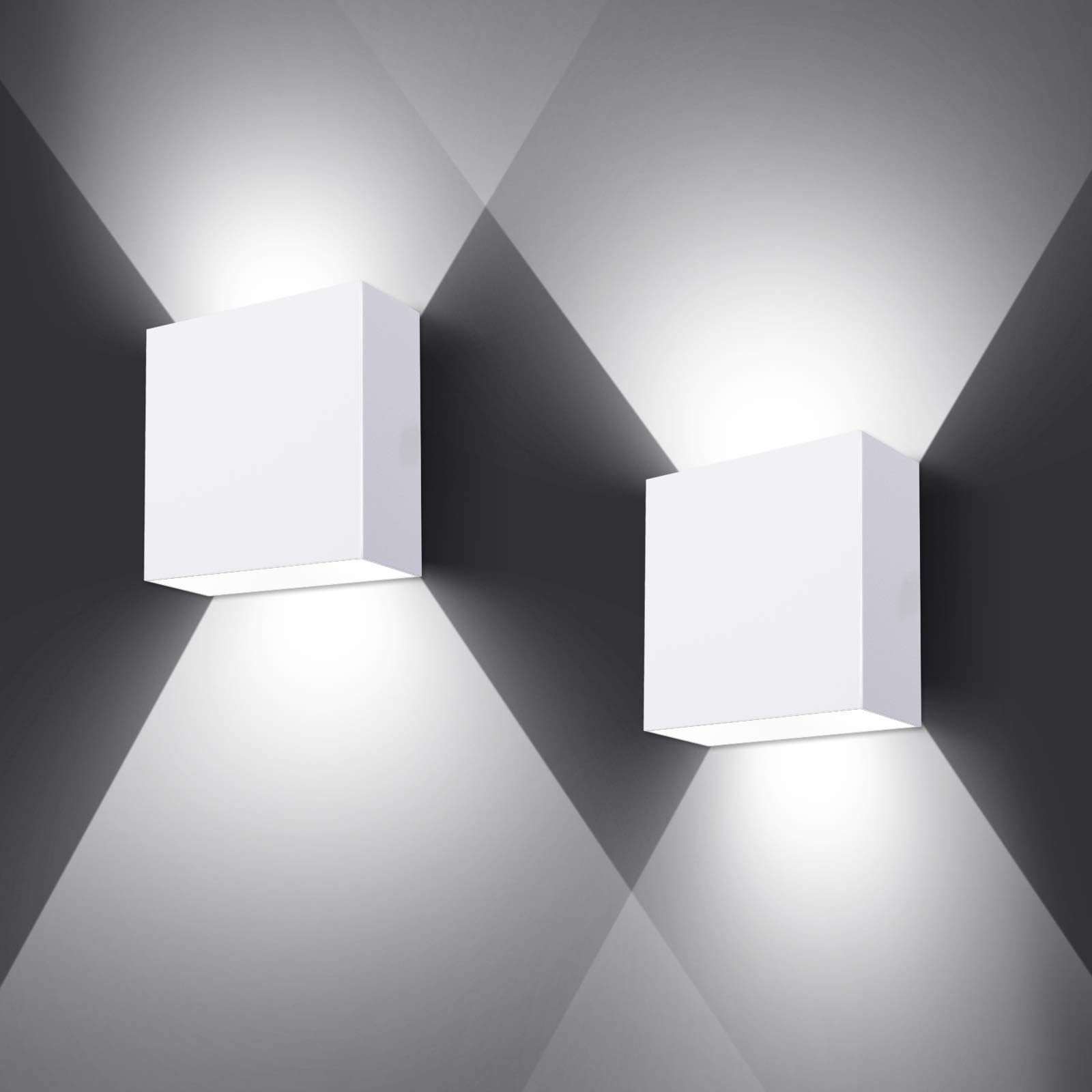 LED White Sconces Wall Set of 2, Modern LED Wall Sconce Decor and Lighting for Bedroom, Liveroom, Small Wall Sconce for Indoor, Hotel, Theatre, Hallway, Balcony Stairsway, Cool White