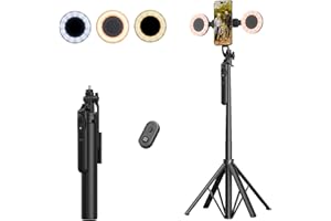 M MYBAT PRO 3 in 1 Flexible Phone Tripod with Wireless Remote,58" Tall Travel Tripod Stand w 1/4" Screw,Selfie Stick w Light for Photo Vlog, 360° Rotation Camera Tripod for iPhone Android