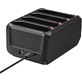 4-Slot Battery Charging Cradle Kit for Zebra TC70 TC75 TC77 TC7X-4BTYC1 Barcode Scanners, Compatible with BT-000318 Battery, Charger Station with Type-C Cable, Black