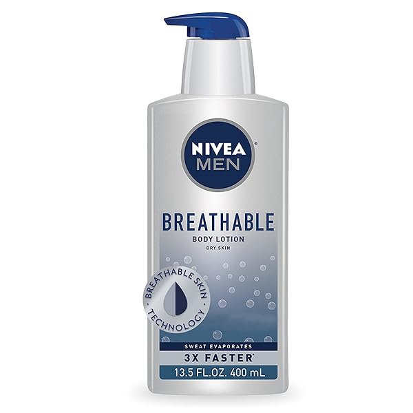 NIVEA MEN BREATHABLE BODY LOTION, 48 HOUR HYDRATING LOTION FOR MEN, 13.5 FL OZ BOTTLE