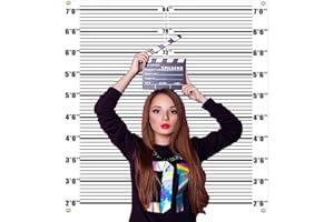 Zliisang 4.3 x 4.9ft Mugshot Backdrop for Photoshoot Arrested Height Photography Background Photo Booth Props Backdrop Murder Mystery Party Decorations Mugshot Signs for Birthday Bachelorette Party