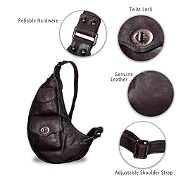 Genuine Leather Large Sling Bag for Men and Women