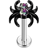 TOMIDES 1pcs G23 Titanium Flat Back Earrings Studs 16g F136 Implant Grade Titanium Labrets Press Fit Threadless Push In Dainty Cartilage Helix Conch Lobe Lip Tragus Piercing Jewelry