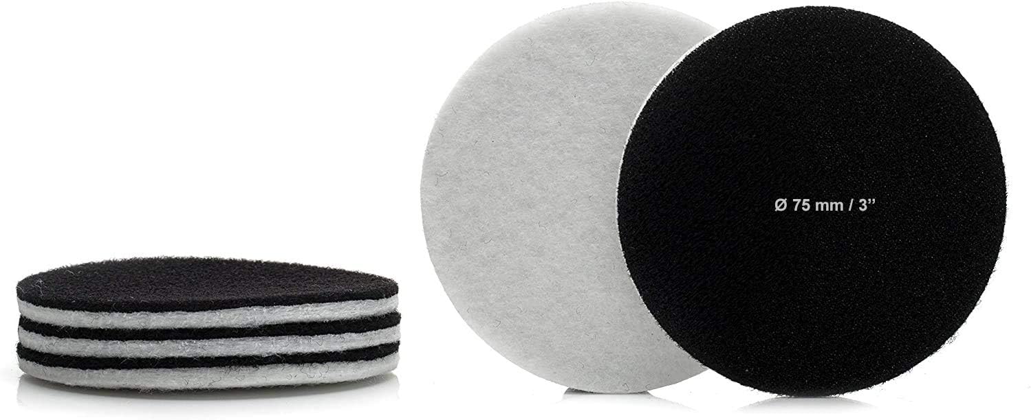 GLASS POLISH PRO 5 Felt Polishing Pads 75mm (3”) for Cerium Oxide Glass Polishing Scratch Removal and High Gloss Finish on Glass