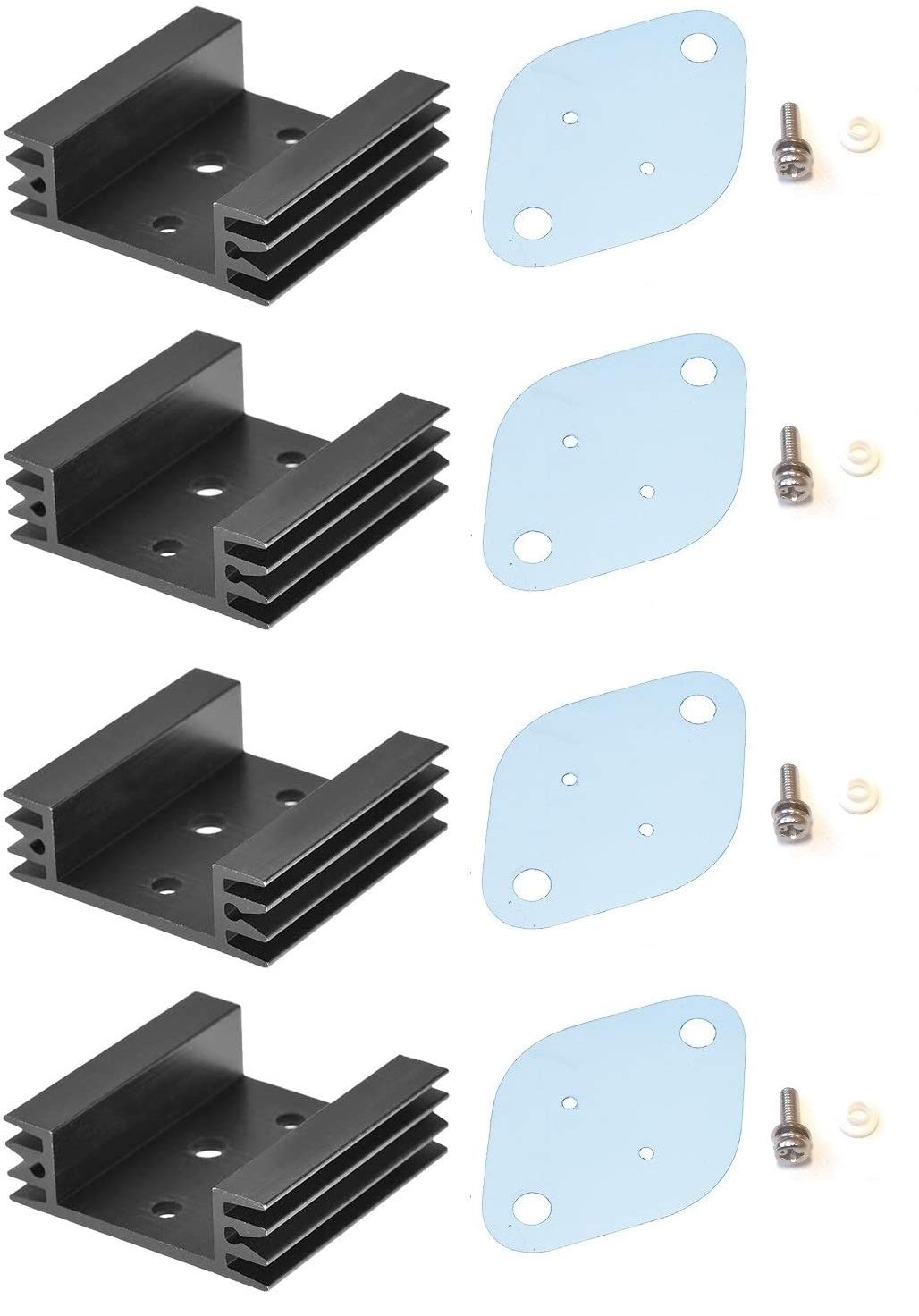 Easycargo TO-3-454514B04 Aluminium 4 Pack TO-3 Heatsink Mounting Kit for MOSFET Transistor Voltage Regulator 45mmx45mmx14mm