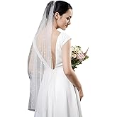 HONGMEI Pearl Bride Wedding Veil Bridal Tulle Veils Hair Accessories 1 Tier Fingertip Length Bridal Veils with Comb (Ivory)
