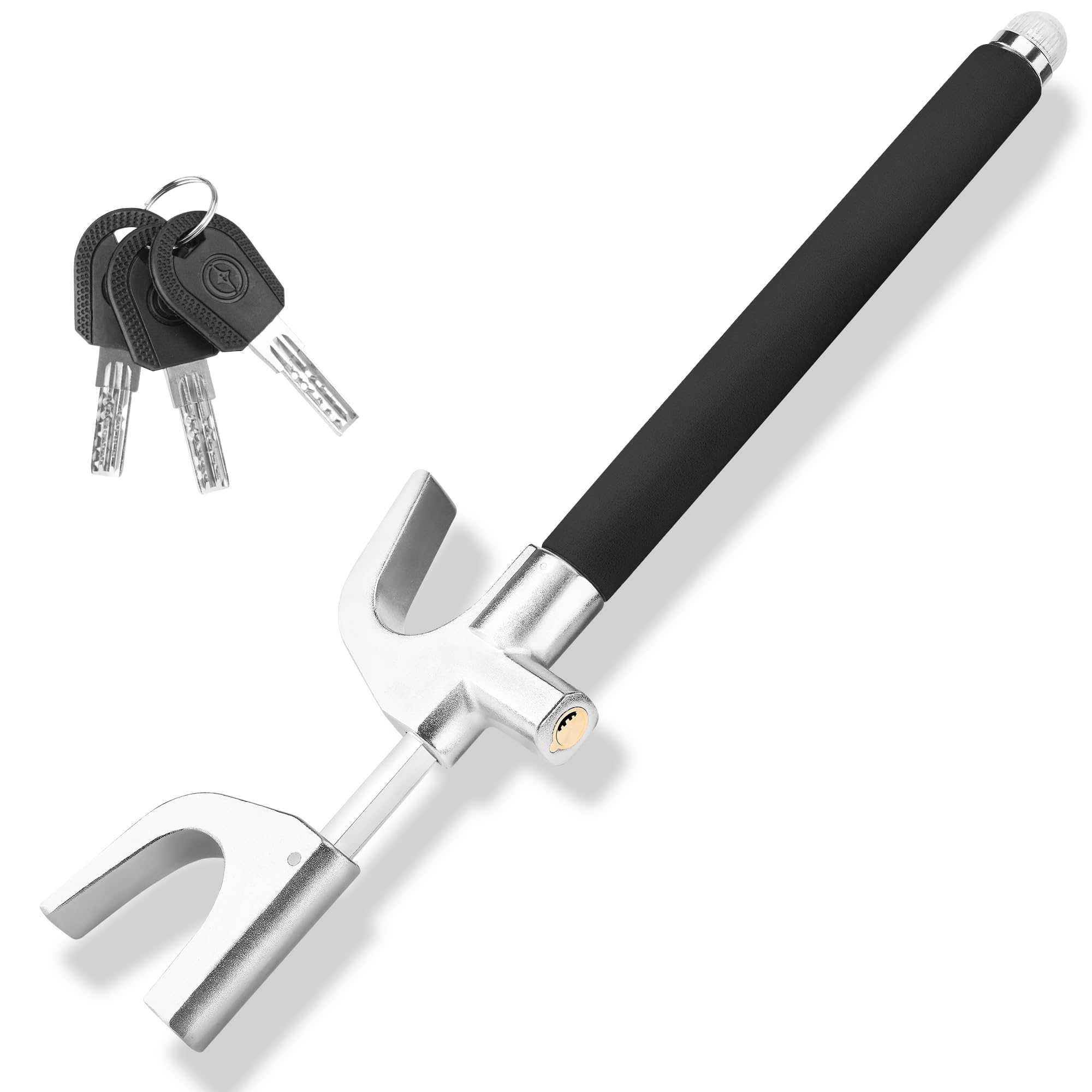 Turnart Steering Wheel Lock Universal Anti-Theft Device Retractable Steering Lock with 3 Keys for Auto/Truck/SUV/Van (Black)