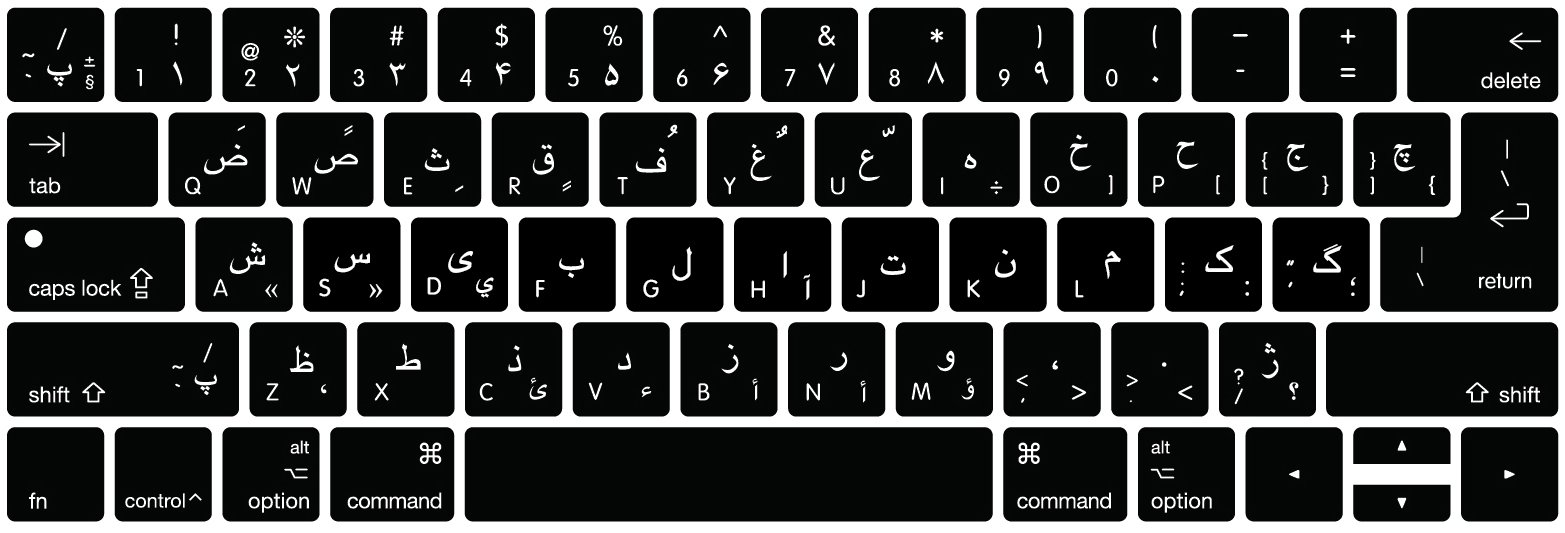 MMDW Persian Language Keyboard Cover for MacBook Pro 13 15 inch 2019 2018 2017 2016 with Touch Bar&Touch ID Model:A2159 A1989 A1706/A1990 A1707,USA and European Version