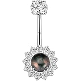 FUNLMO 14G Belly Button Ring G23 Titanium Belly Button Piercing Belly Ring Internally Threaded Belly Piercing Navel Piercing Jewelry for Women