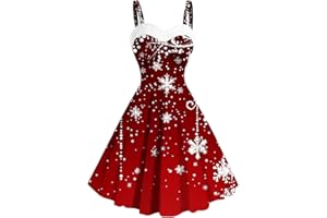 Christmas Dresses Womens Fuzzy Trim Off Shoulder Cocktail Dress 1950s Retro A-Line Dress Xmas Holiday Costumes