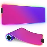 ITNRSIIET RGB Gaming Mouse Pad Full Desk XL Extended Large Gaming Mousepad 12 Lighting Modes, 30% Thicker, Big LED Desk Mat for Keyboard Men Gamers Esport Pros, 32" x 12",Gradient Red Purple
