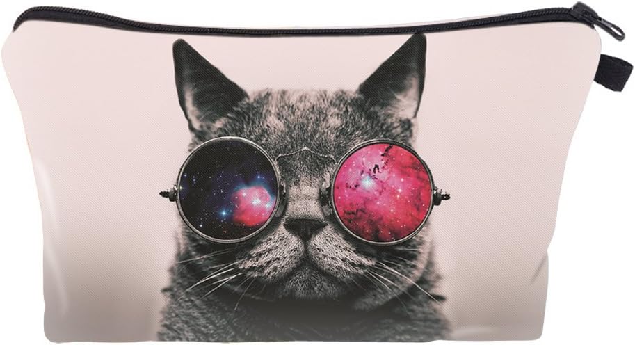 Liaosize Graphic Pouch Travel Case Cosmetic Makeup Bag School Pencil Case(22cm*13.5cm) (Cool Cat)