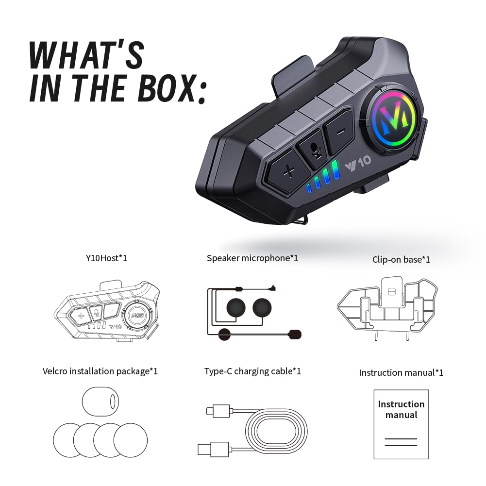 Motorcycle Helmet Bluetooth Headset, Outdoor Wireless Bluetooth 5.3 Headphone Speakers Noise Cancellation Intercom Communication Systems with IPX6 Waterproof/Strong Bass for Dirt Bike