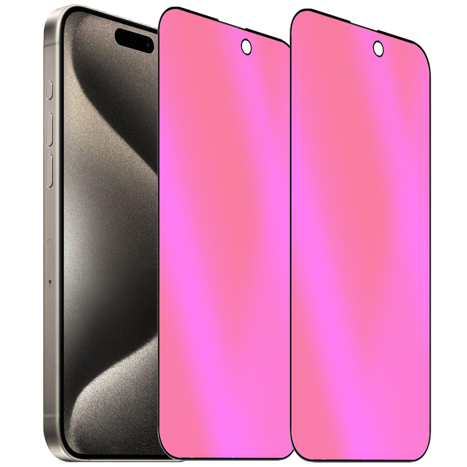 Photo 1 of BWEDXEZ 2 Pack Anti-Blue Privacy Tempered Glass for iPhone 15 Pro Max Mirror Anti-Spy Screen Protector Anti-Peeping Film Electroplated Gradient Colorful 6.7 inch