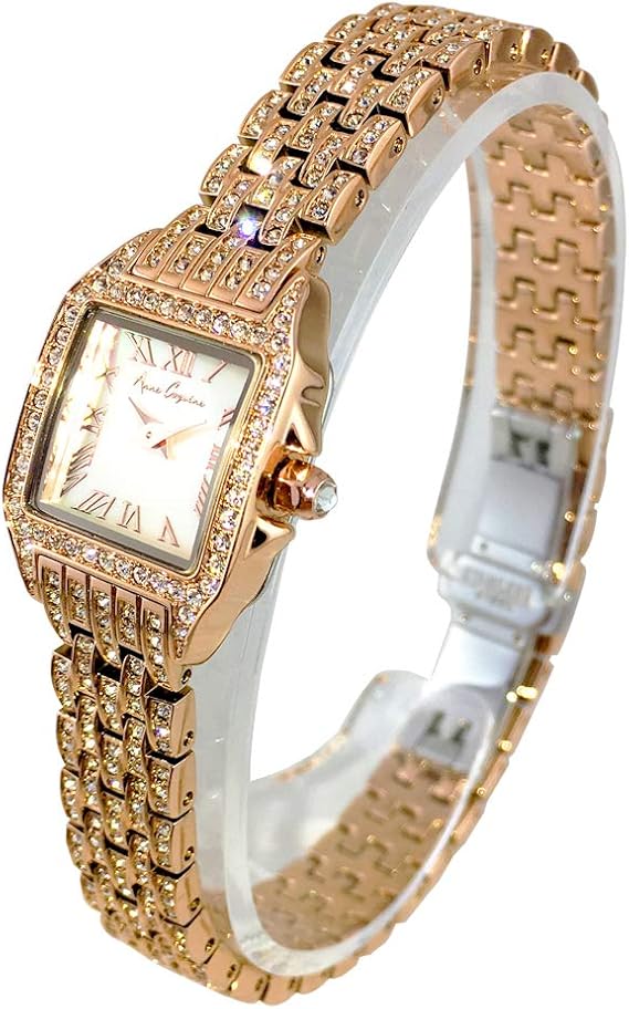 Amazon アンコキーヌ Annecoquine ビジューステンレスベルト ミニスクエアー ゴールド 1232 1515 腕時計 セラミック スワロフスキー レディース ミニ時計 スクエア レディース腕時計 腕時計 通販