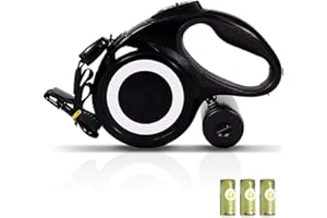 XIUYING FENG 26 ft Heavy Duty Retractable Dog Leash, 360° Tangle Free Pet Walking Leash for Dogs with Anti-Slip Handle/Dispenser/Waste Bags, One-Hand Brake/Pause/Lock for Small/Medium/Large Dog or Cat(8M, Black)