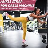 flintronic Ankle Straps for Cable Machine Pink Neoprene D Ring Gym Cuff view 4