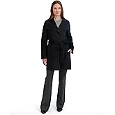 TAHARI Women's Ella Lightweight Double Face Wool Wrap Coat With Tie Belt
