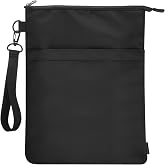 Book Sleeves with Zipper, Travel Book Protector Pouch for Paperbacks &amp; Hardcover Books, Book Covers Bags Carry Case/Front Pocket &amp; Handle Strap for Book Lovers Mother's Day (Black, 1 Pc)