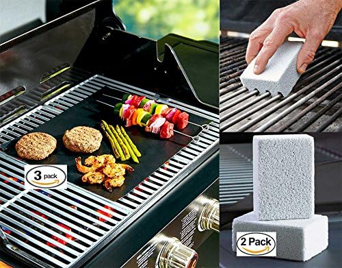 Grill Stone Grill Cleaner Qty.2 W/Grill Mats non-stick cook mat Qty.3 Bundle